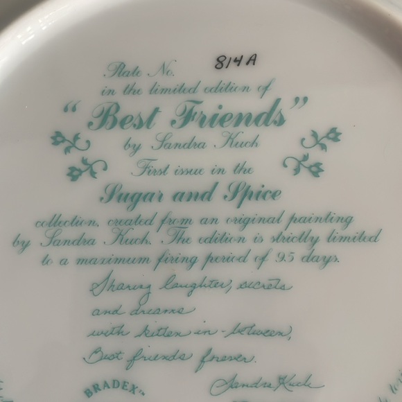 8" Collectors Plate #814A "Best Friends" By Sandra Kuck 1993 - Picture 5 of 10